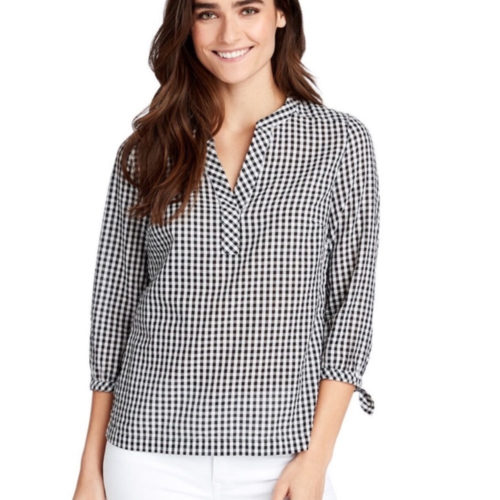 Vineyard Vines Savannah Gingham Seersucker  Popover Top